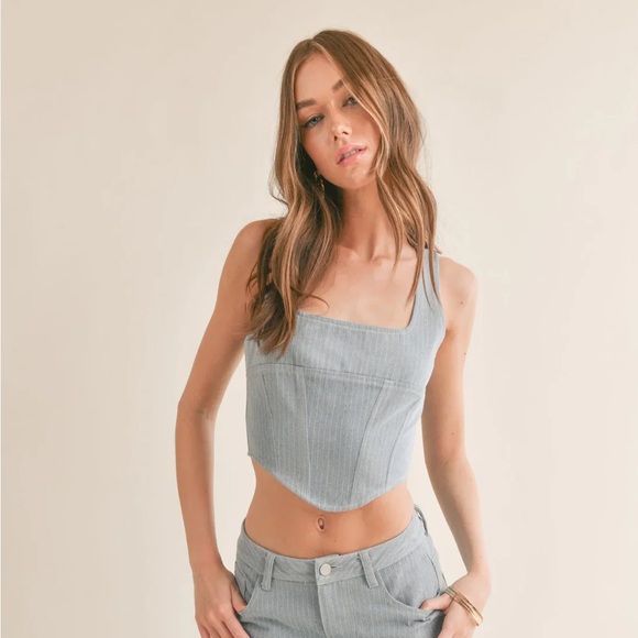 NWT Sage The Label Locals Only Denim Coset Top - Picture 1 of 5
